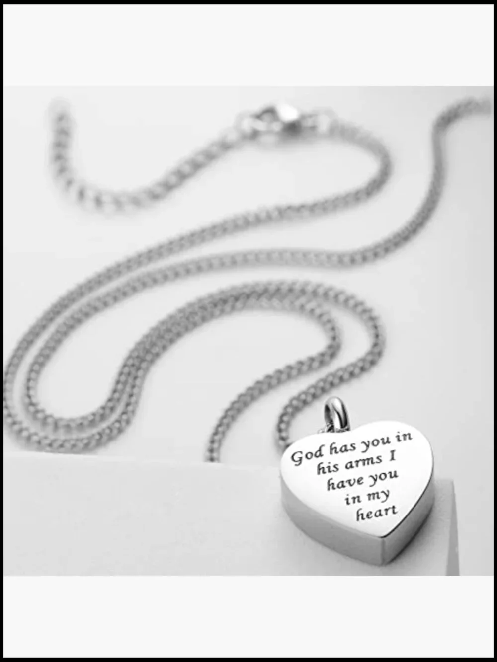 Heart Urn Necklace for Ashes Memorial Cremation Jewelry, Stainless Steel
